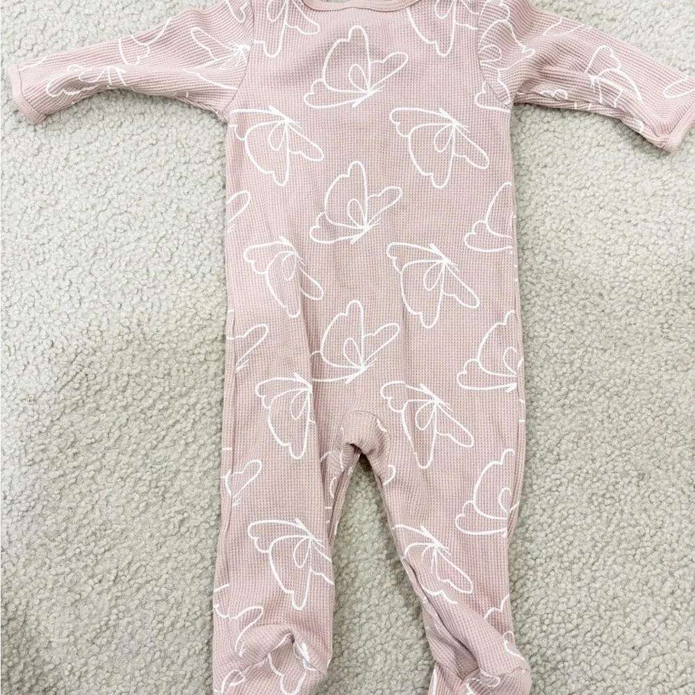 Carter's Set of 2 Snap Up Sleep and Play Footsies Girly Floral Butterflies Sz 9M